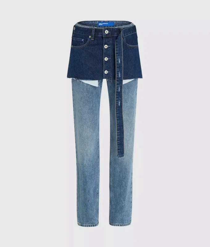 Katmanlı yüksek bel düz jean Katmanlı yüksek bel düz jean