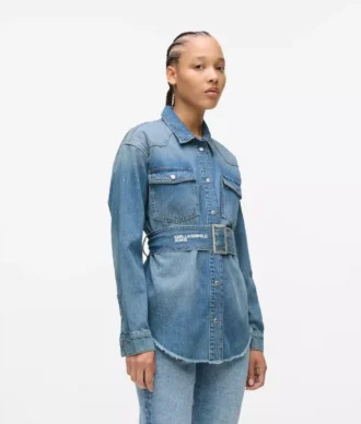 Kemerli denim gömlek Kemerli denim gömlek