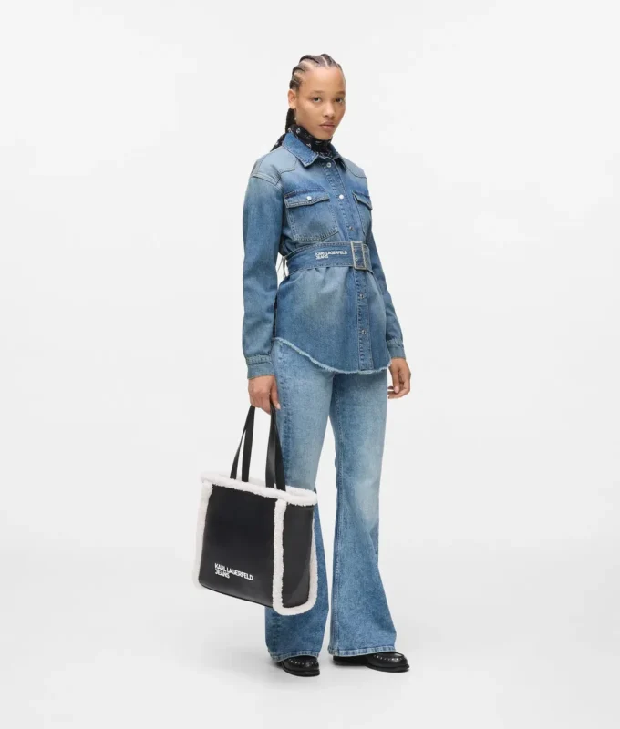 Kemerli denim gömlek Kemerli denim gömlek