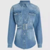 Kemerli denim gömlek Kemerli denim gömlek