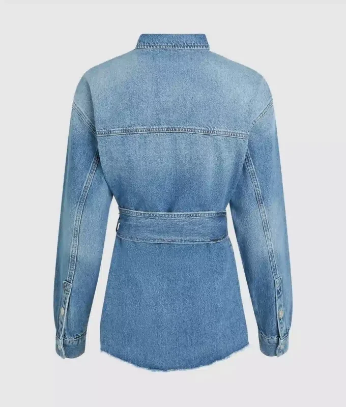 Kemerli denim gömlek Kemerli denim gömlek