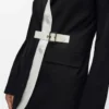 Kemerli kontrast yakalı blazer Kemerli kontrast yakalı blazer