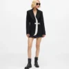 Kemerli kontrast yakalı blazer Kemerli kontrast yakalı blazer