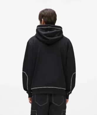 Kontrast dikişli kapüşonlu sweatshirt
