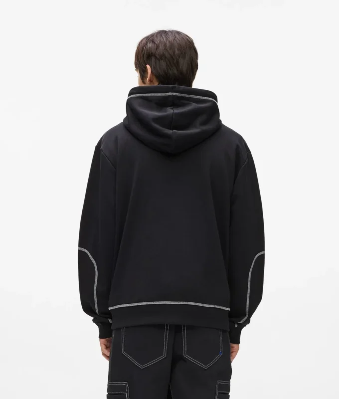Kontrast dikişli kapüşonlu sweatshirt Kontrast dikişli kapüşonlu sweatshirt