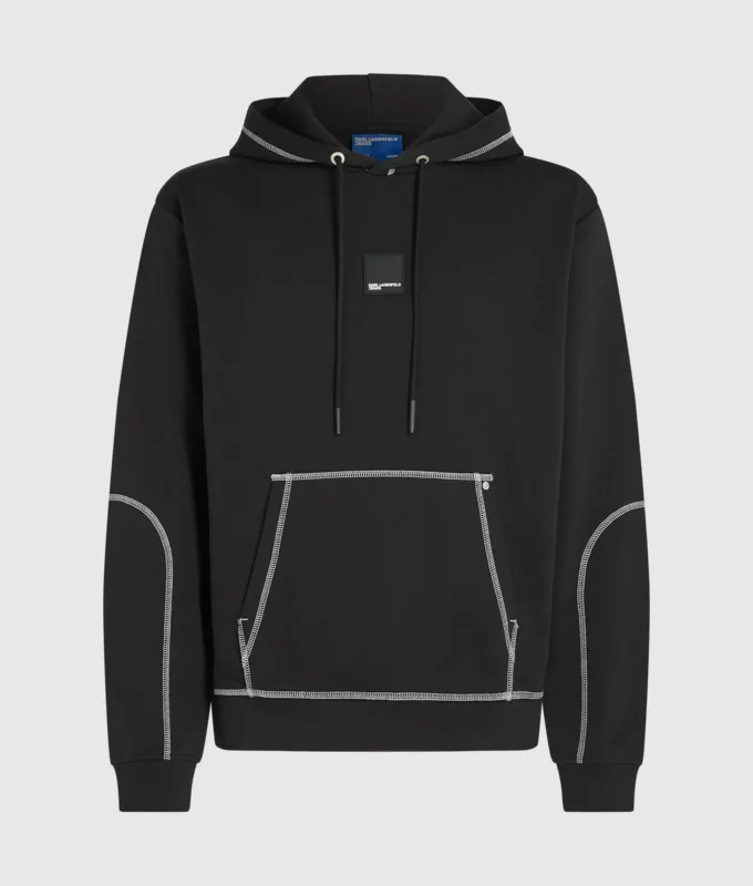 Kontrast dikişli kapüşonlu sweatshirt Kontrast dikişli kapüşonlu sweatshirt