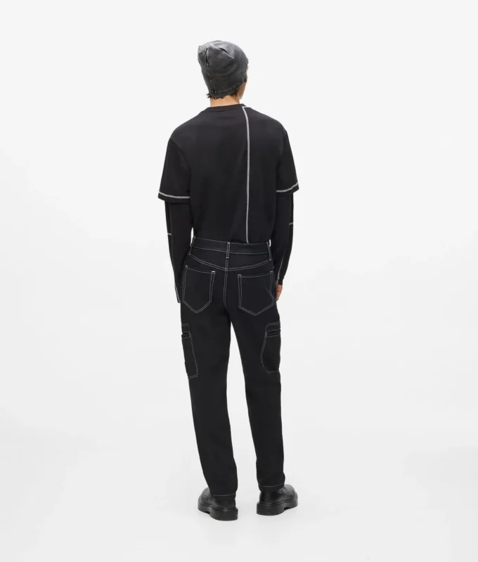 Kontrast dikişli kargo pantolon Kontrast dikişli kargo pantolon