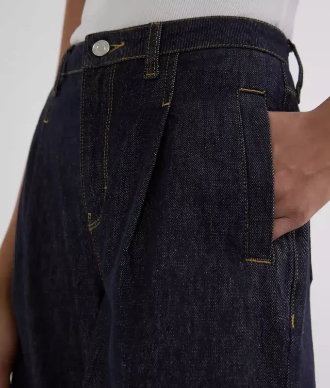 KONTRAST DİKİŞLİ GENİŞ BACAKLI JEANS KONTRAST DİKİŞLİ GENİŞ BACAKLI JEANS