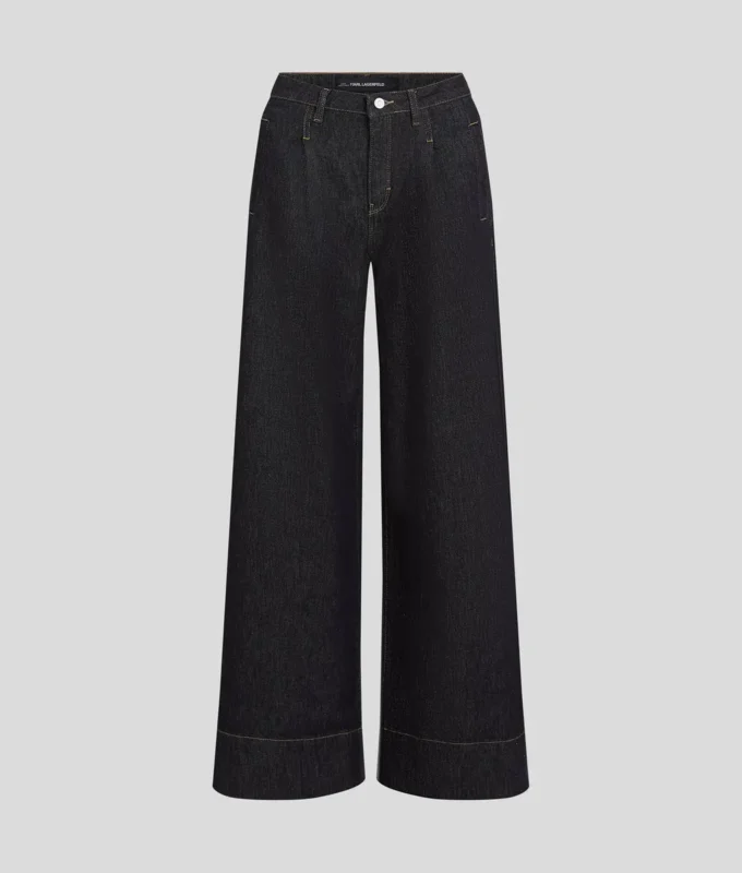 KONTRAST DİKİŞLİ GENİŞ BACAKLI JEANS KONTRAST DİKİŞLİ GENİŞ BACAKLI JEANS