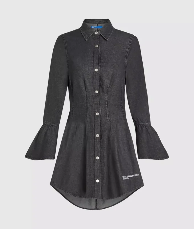 Kıvrımlı denim elbise Kıvrımlı denim elbise