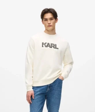 Logo baskılı bisiklet yaka sweatshirt
