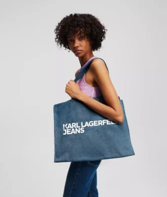 LOGO DENIM ALIŞVERİŞ ÇANTASI