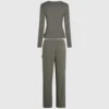 LOGO RIBBED PİJAMA TAKIMI LOGO RIBBED PİJAMA TAKIMI