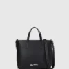 Metal logolu mini tote çanta