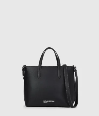 Metal logolu mini tote çanta