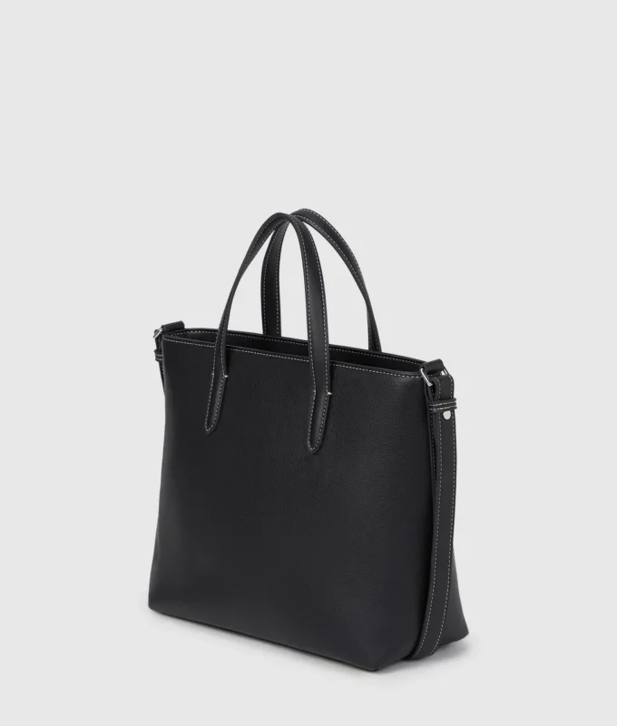 Metal logolu mini tote çanta