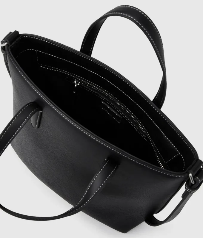 Metal logolu mini tote çanta