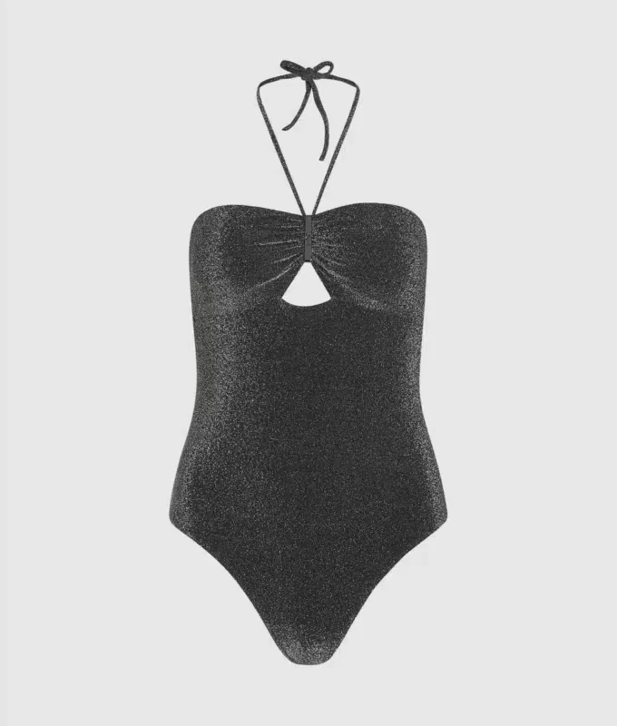 Metalik halter yaka mayo Metalik halter yaka mayo