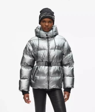 Metalik puffer ceket