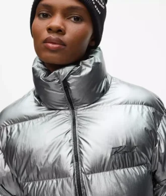 Metalik puffer ceket