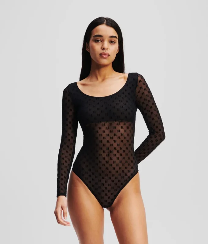 MONOGRAM UZUN KOLLU MESH BODYSUIT MONOGRAM UZUN KOLLU MESH BODYSUIT