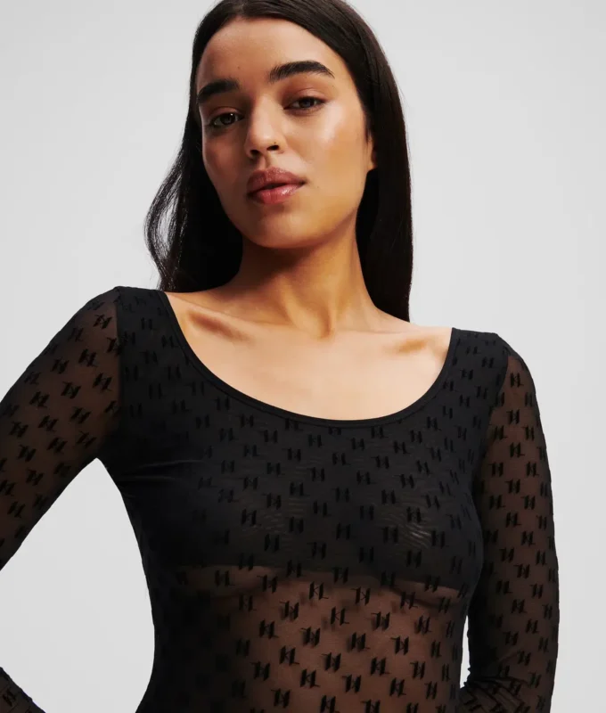 MONOGRAM UZUN KOLLU MESH BODYSUIT MONOGRAM UZUN KOLLU MESH BODYSUIT