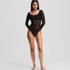MONOGRAM UZUN KOLLU MESH BODYSUIT MONOGRAM UZUN KOLLU MESH BODYSUIT