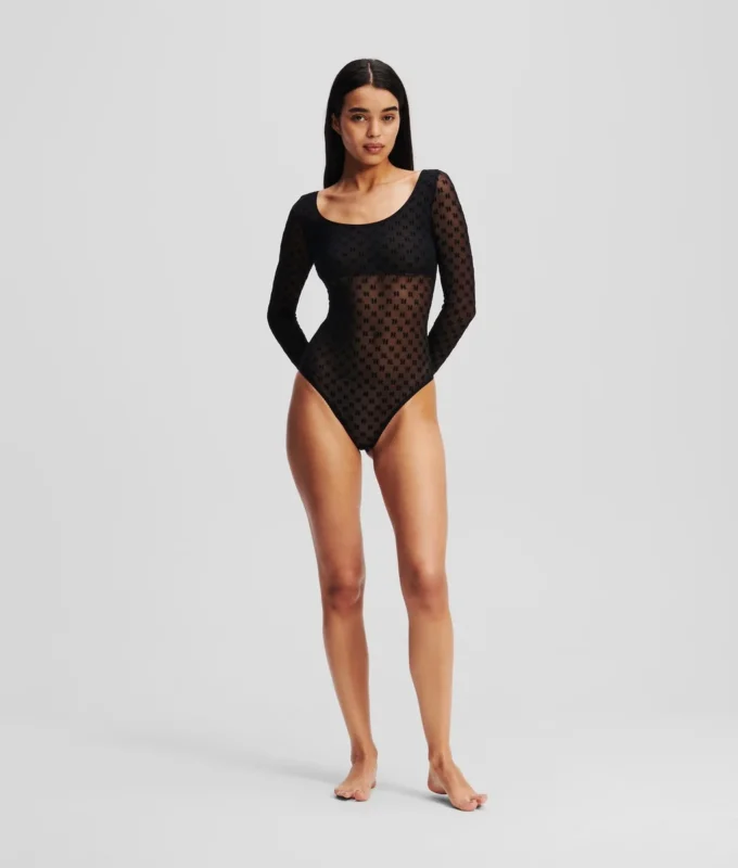 MONOGRAM UZUN KOLLU MESH BODYSUIT MONOGRAM UZUN KOLLU MESH BODYSUIT