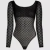 MONOGRAM UZUN KOLLU MESH BODYSUIT MONOGRAM UZUN KOLLU MESH BODYSUIT