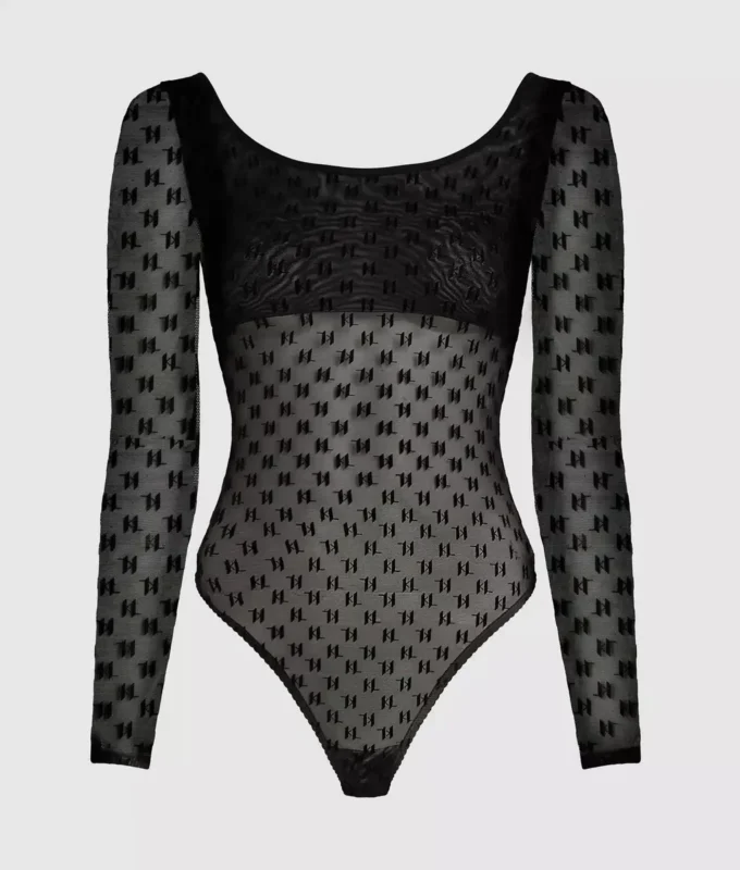 MONOGRAM UZUN KOLLU MESH BODYSUIT MONOGRAM UZUN KOLLU MESH BODYSUIT