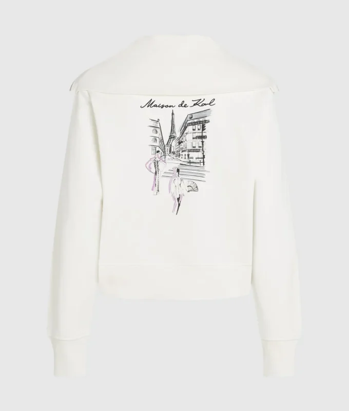 Paris eskizli yarım fermuarlı sweatshirt Paris eskizli yarım fermuarlı sweatshirt