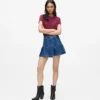 Pileli denim mini etek Pileli denim mini etek