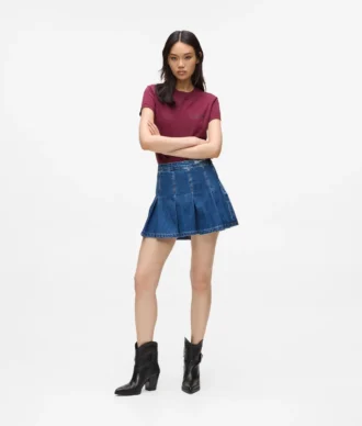 Pileli denim mini etek Pileli denim mini etek