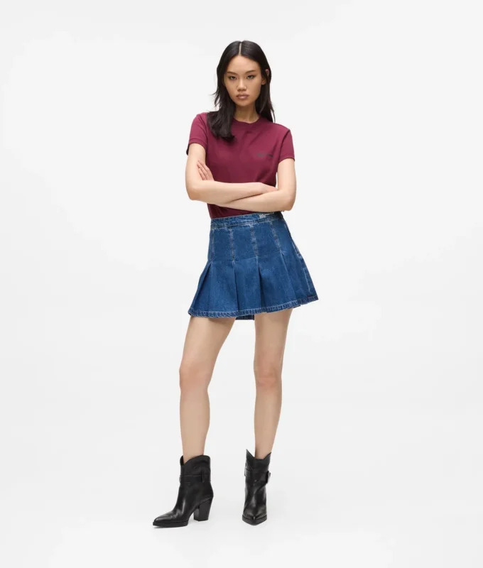 Pileli denim mini etek Pileli denim mini etek