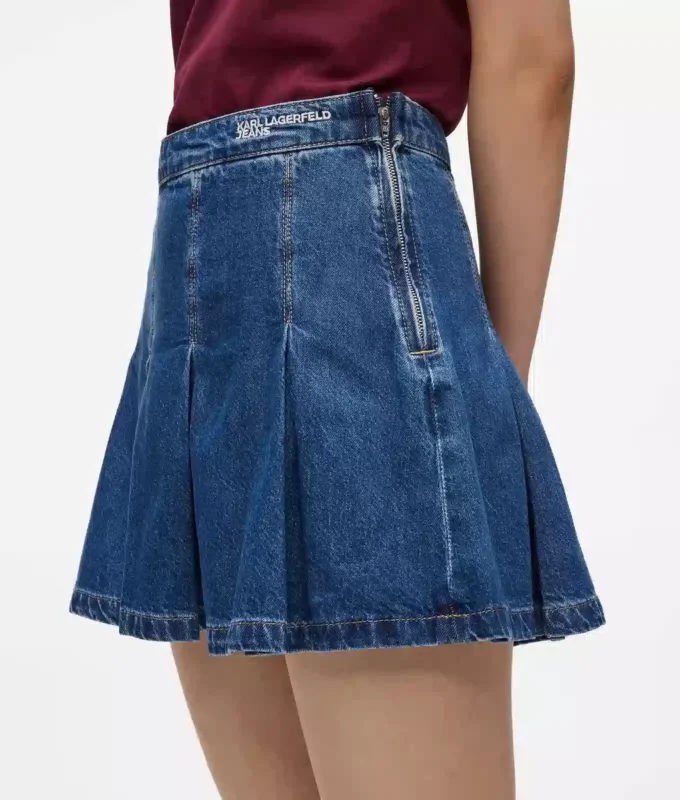 Pileli denim mini etek Pileli denim mini etek