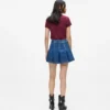 Pileli denim mini etek Pileli denim mini etek