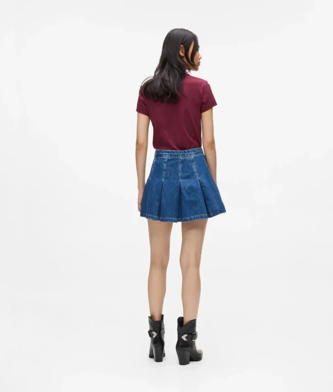 Pileli denim mini etek Pileli denim mini etek