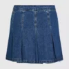 Pileli denim mini etek Pileli denim mini etek