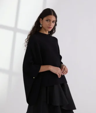 RIB-KNIT PONCHO