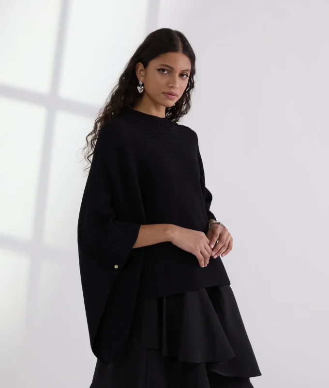 RIB-KNIT PONCHO RIB-KNIT PONCHO