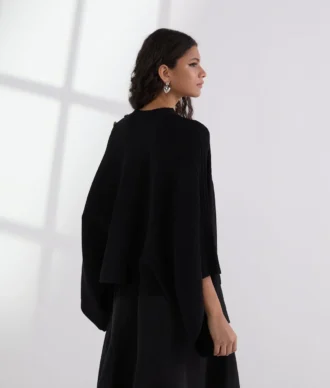 RIB-KNIT PONCHO