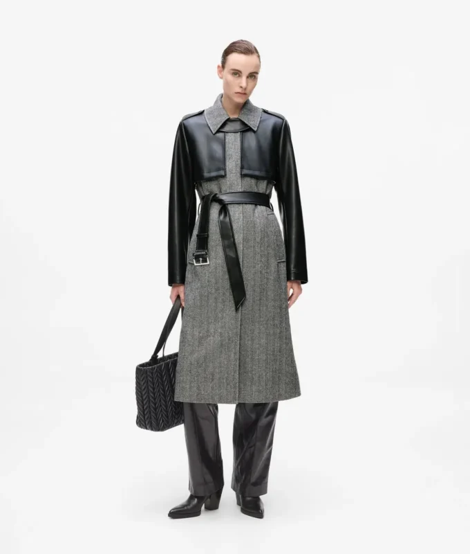 Tweed ve suni deri ceket Tweed ve suni deri ceket
