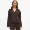 Waffle loungewear polo gömlek Waffle loungewear polo gömlek