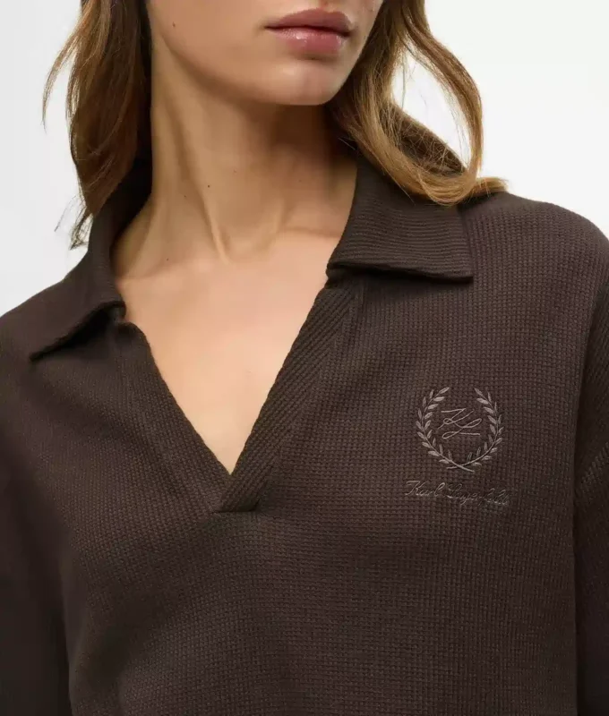 Waffle loungewear polo gömlek Waffle loungewear polo gömlek