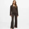 Waffle loungewear polo gömlek Waffle loungewear polo gömlek