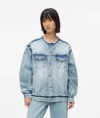Yakası olmayan denim ceket Yakası olmayan denim ceket
