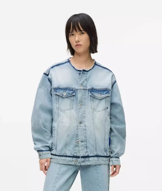 Yakası olmayan denim ceket Yakası olmayan denim ceket