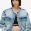 Yakası olmayan denim ceket Yakası olmayan denim ceket
