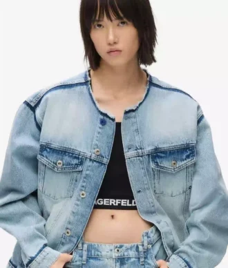 Yakası olmayan denim ceket Yakası olmayan denim ceket