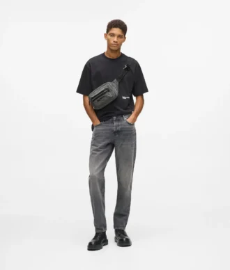Yıkanmış denim bel çantası